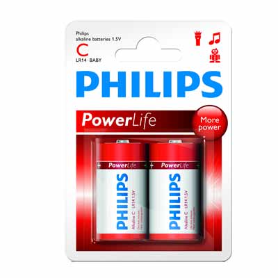 Philips Pila Alcalina C Lr14 Pack-2